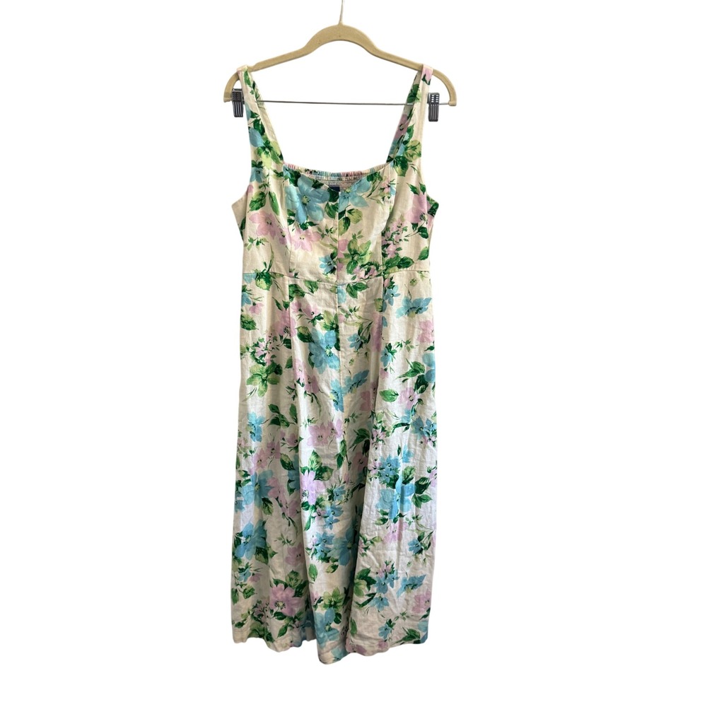 Old Navy Women Floral Linen Blend Smocked Midi Dress Cottagecore Size M NWT